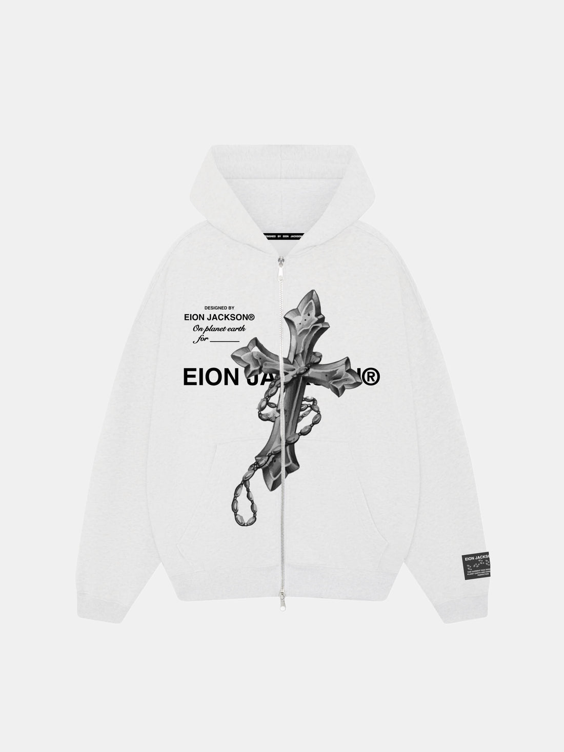 EION JACKSON® CROSS ZIP-UP HOODIE [WHITE]